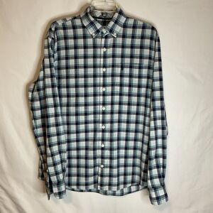 Joanie - O Hangin Out Mens Medium Button Up Blue Plaid Shirt